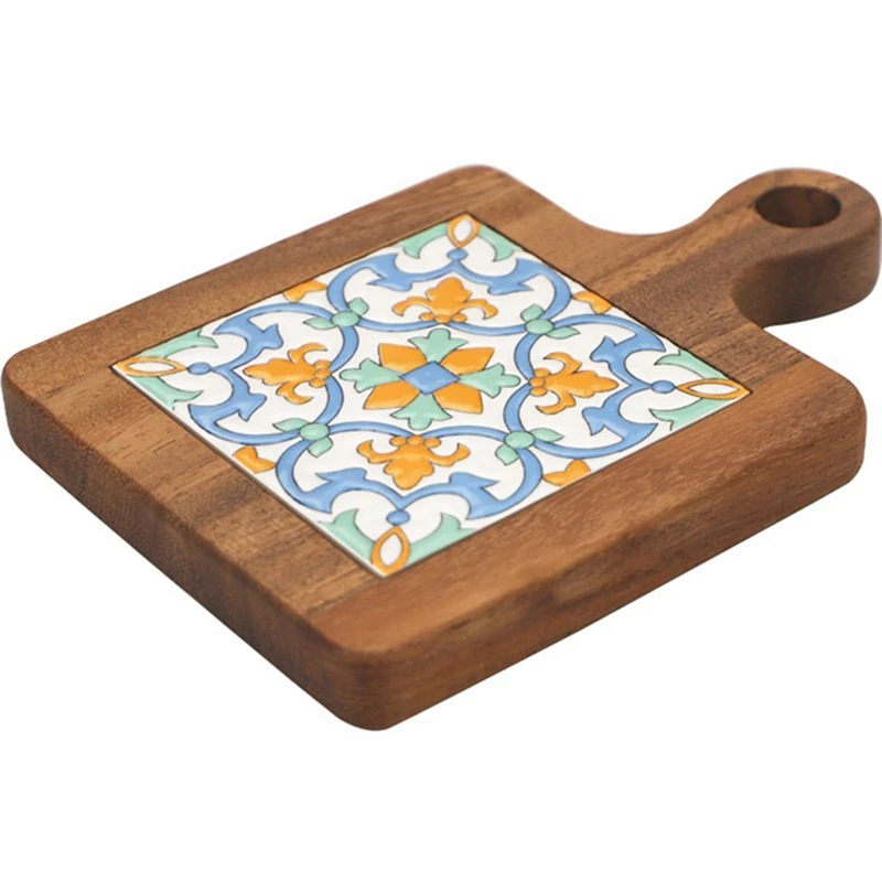 

Acacia Wood Tiles Trivet Mats For Hot Dishes Natural Wooden Trivet Frame For Hot Tea Pots And Pans Pad Holders