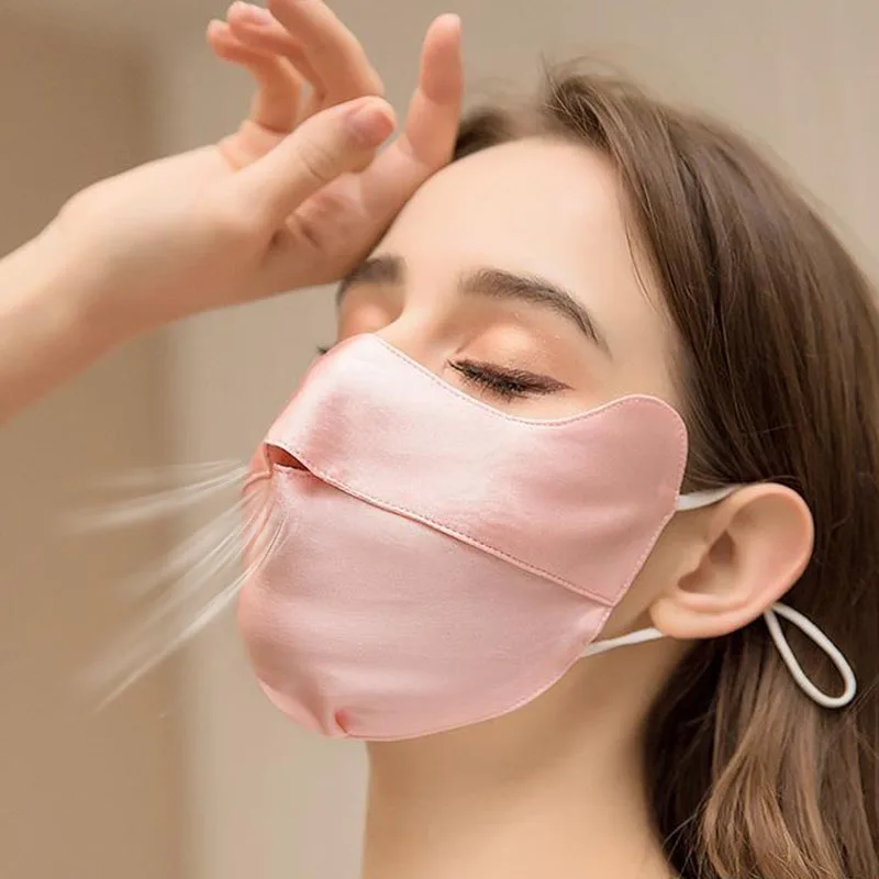 

Summer Anti-uv Thin Sunscreen Mask Ice Silk Sunscreen Mask Women Breathable Lady Face Protection Hanging Ear Headband