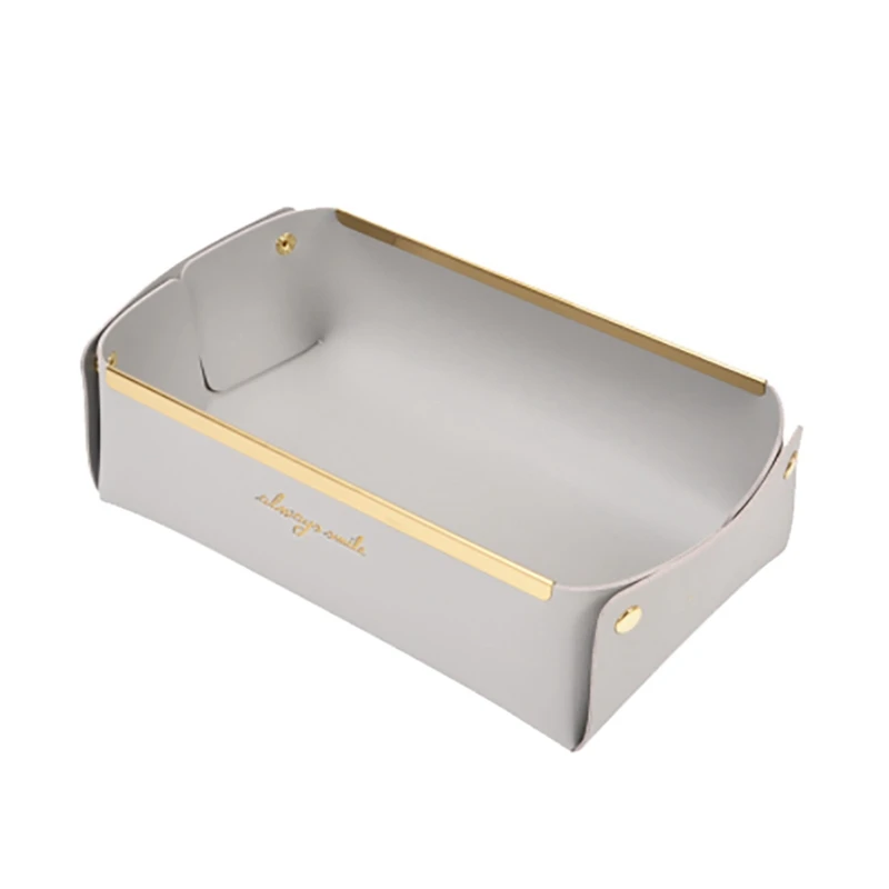 

Desktop Rectangular Leather Storage Box Key Jewelry Cosmetics Leather Storage Tray Porch Sundries Storage