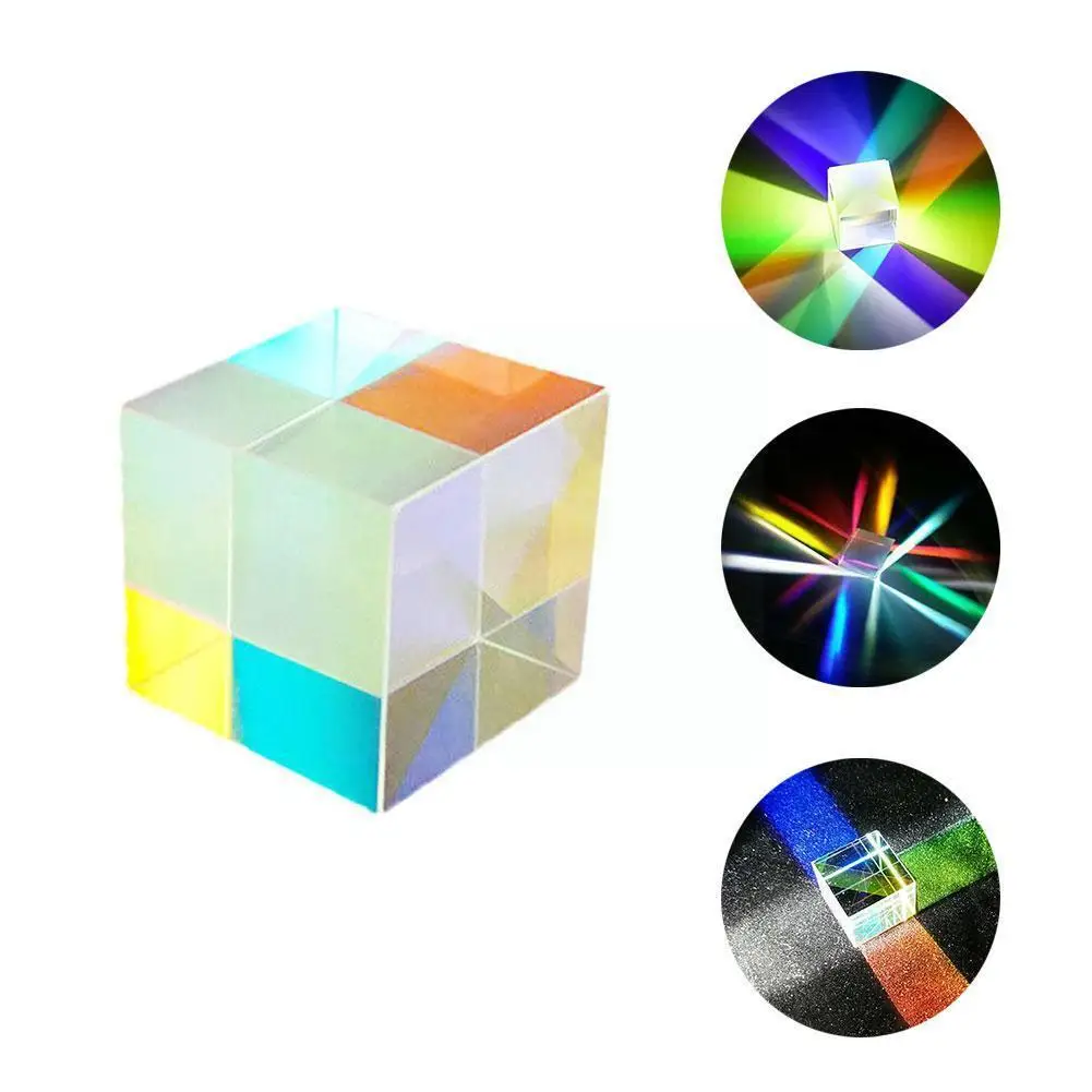 

Dichroic Glass 25mm Optical Color X-cube Four Side Polished K9 Prism For Teaching Experiment Cube Z1u8