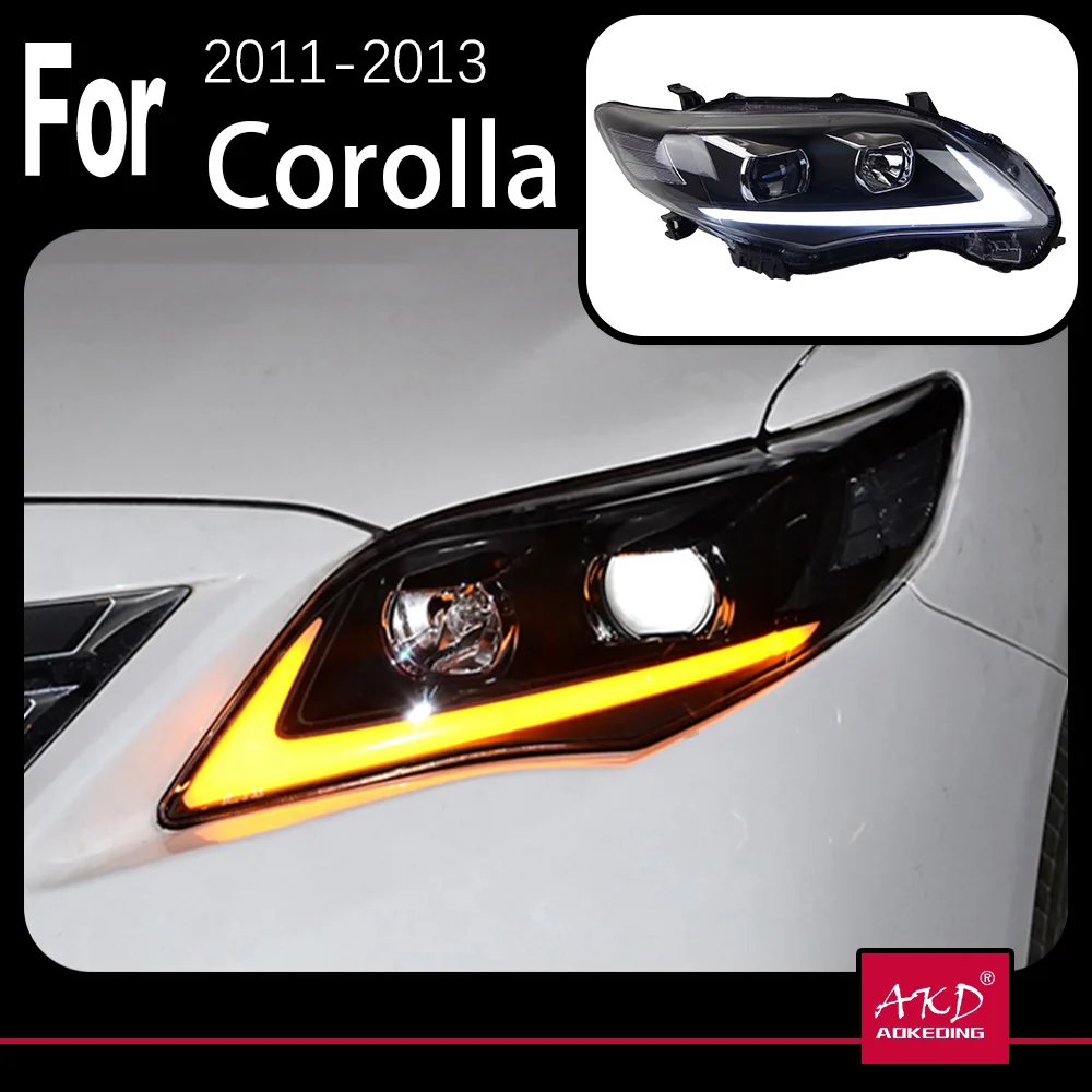 

Автомобильная модель фары AKD для Toyota Corolla 2011-2013 светодиодные фары DRL, ходовые огни Bi-Xenon Beam Противотуманные фары с ангельскими глазками