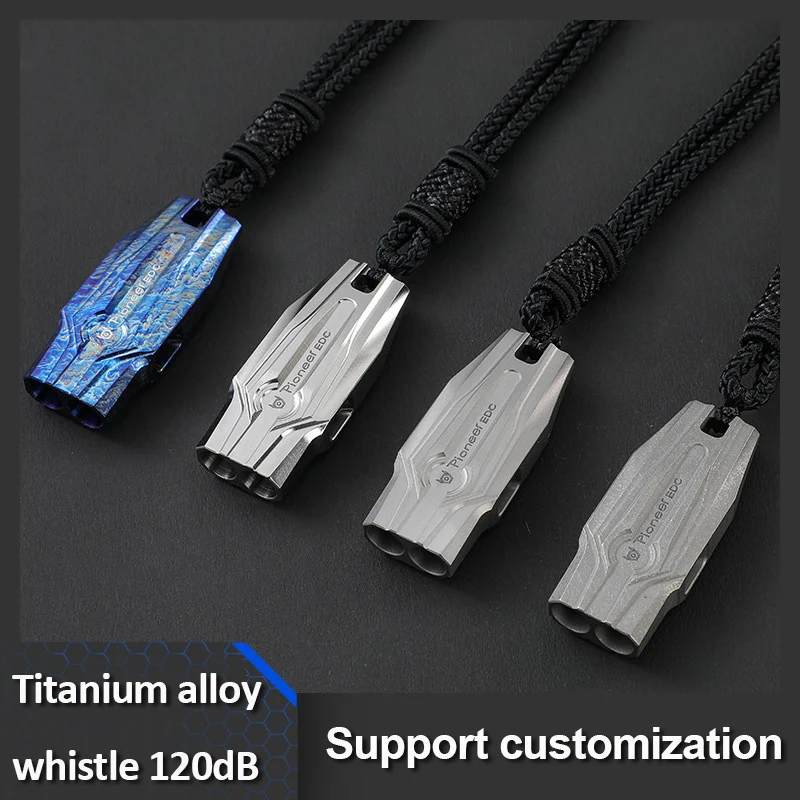 

Titanium Alloy High Decibel Double Tube Whistle Outdoor Camping Survival Portable Multifunctional EDC Whistle Survival Equipment