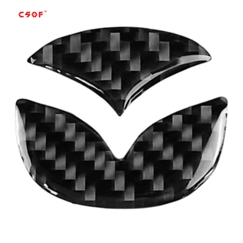 

2pcs Carbon Fiber Car Steering Wheel Logo Stickers Decorative Styling Decals for Mazda Axela ATENZA CX-5 CX-4