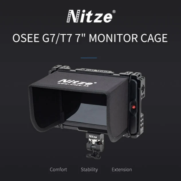 Комплект клетки Nitze для монитора для OSEE T7/G7 7 дюймов с фотоблендой, ремень на плечо и держатель для монитора