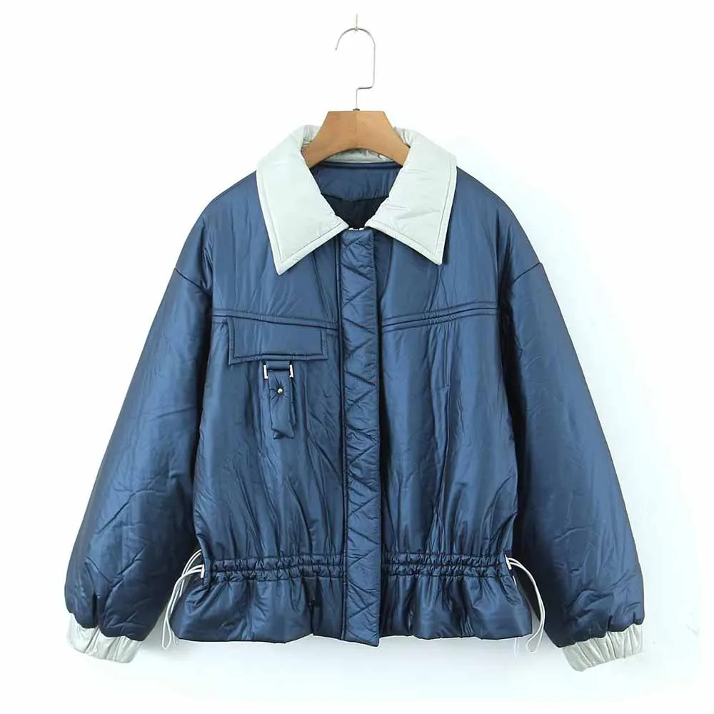 

Куртка женская короткая с отложным воротником, на хлопковом наполнителе, с длинным рукавом