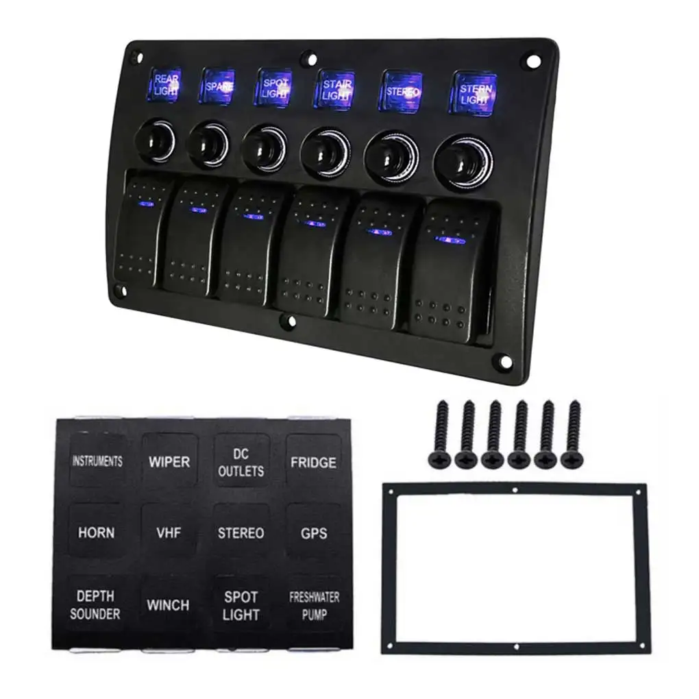 

ABS Car Switch Panel 6 Gang Replacement IP66 Waterproof Modified Upgrading Automotive Boats Switches Part Accessories
