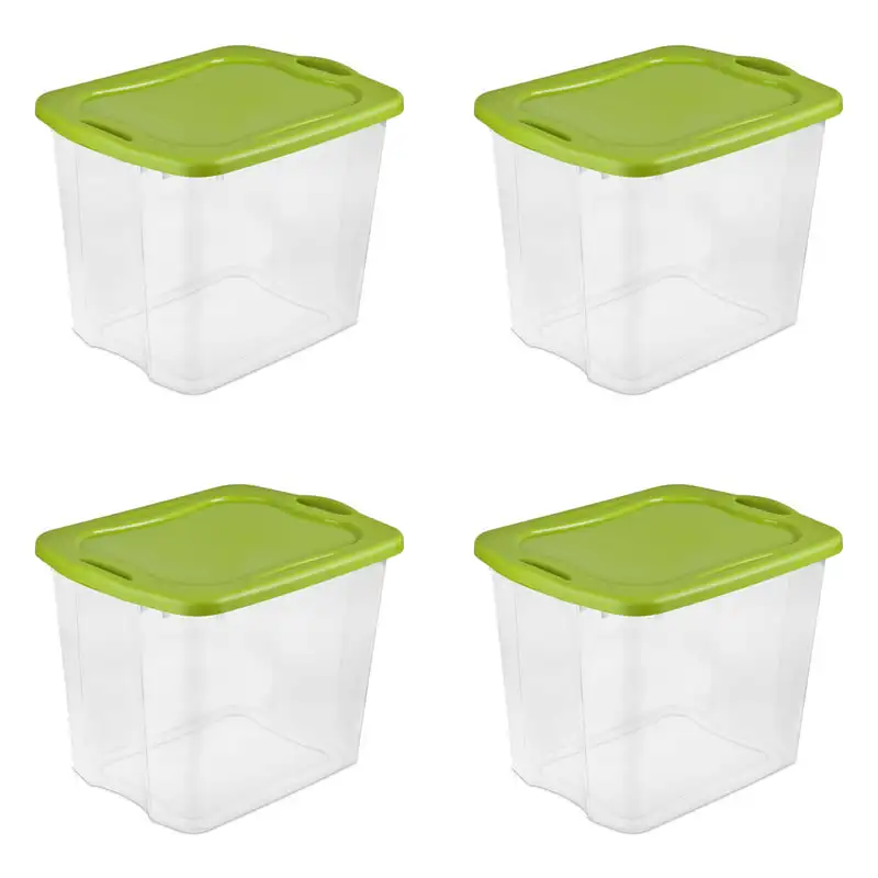 

Gallon Plastic Storage Tote, Spicy Lime and Clear, 4 Count Jewelry organizer Makeup organizer Storage organizer Home Organizers
