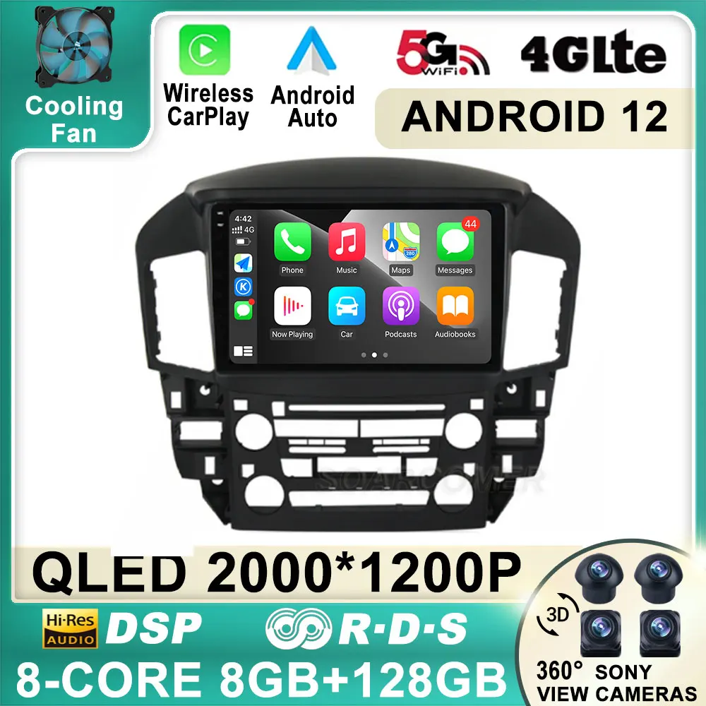 

Автомагнитола на Android 12 для Lexus RX300 / Toyota Harrier 1998 1997-2003, мультимедийный видеопроигрыватель с GPS-навигацией, разъем 2 Din, DVD-плеер