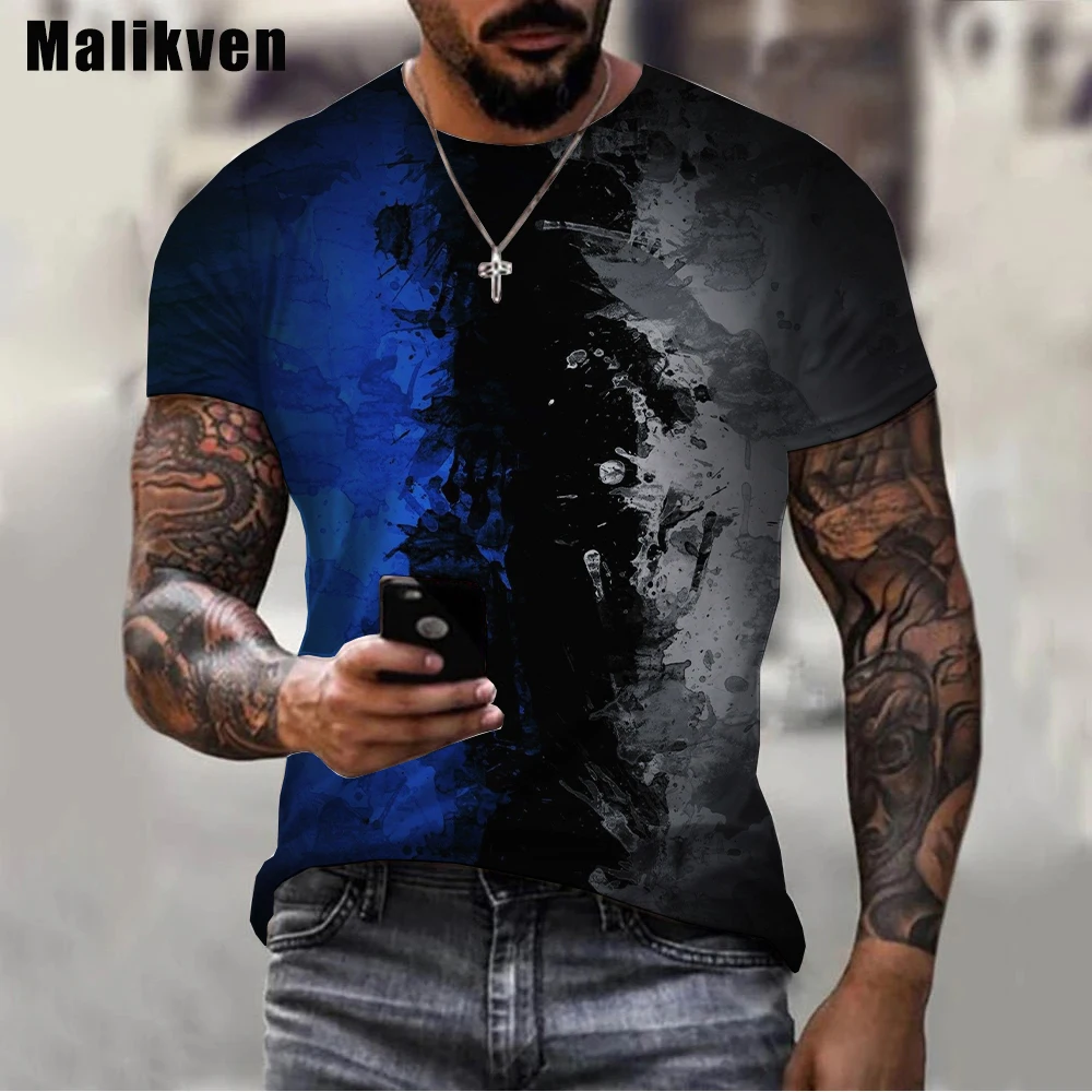 

Футболка мужская с 3d-рисунком, оригинальная рубашка контрастных граффити с рисунком маслом, лето