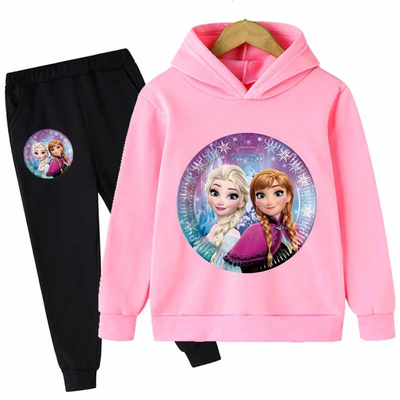 

Autumn Spring Kids Frozen Sweatshirts Sets Girls Cotton Hoodies Trousers Clothes Outfits Elsa Anna Princess Cartoon Casual Suits