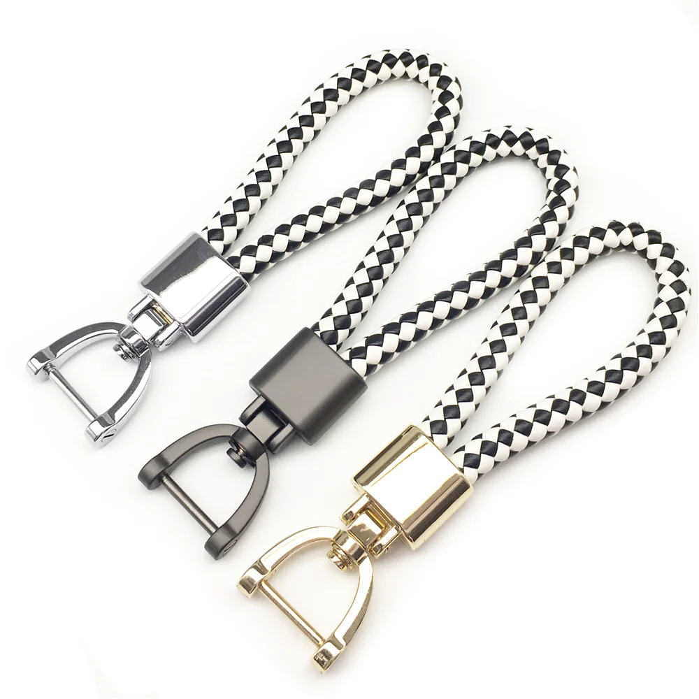 

PU Leather Car Keychain Keyring Key Braided Woven Rope Keychains Rings Fit Diy Bag Pendant Key Chain Car Keyrings Men Women Gift