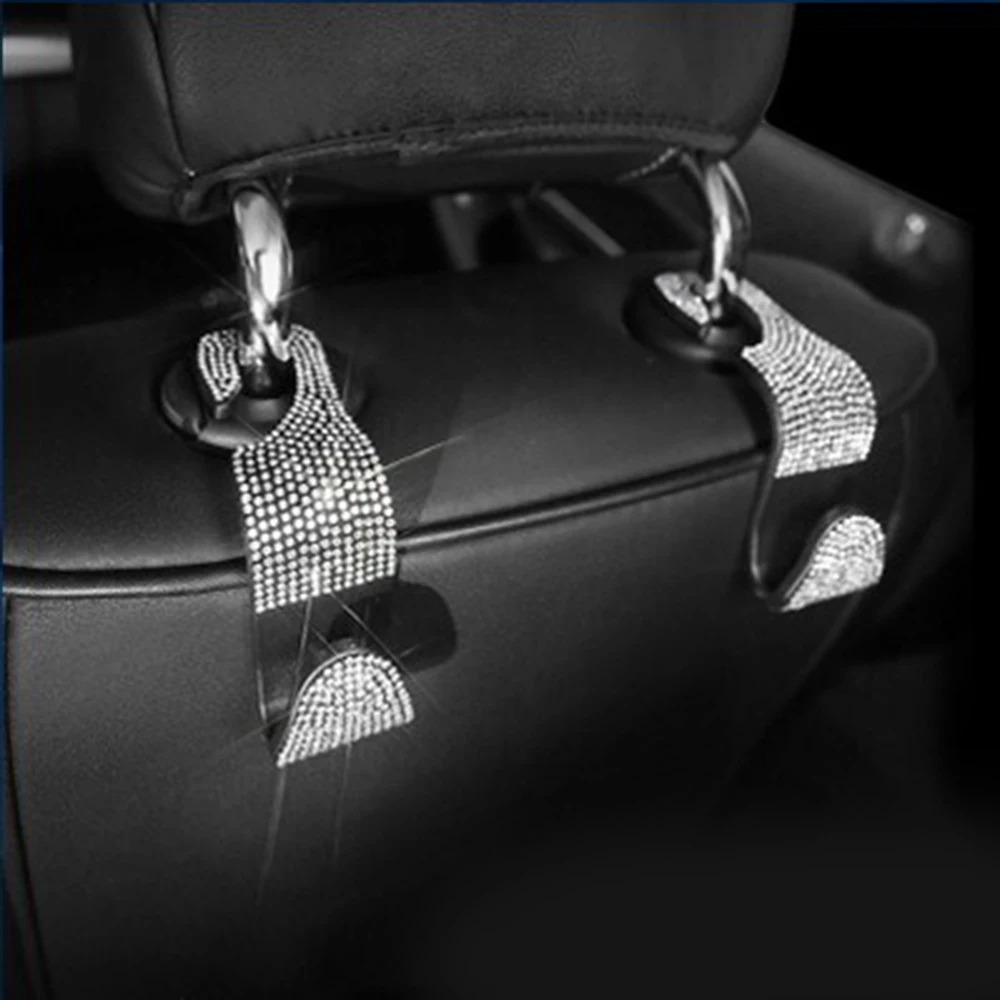 

Headrest Hooks Bling Car Crystal For Bag Grocery Holder Hanger Hooks Interior Accessories