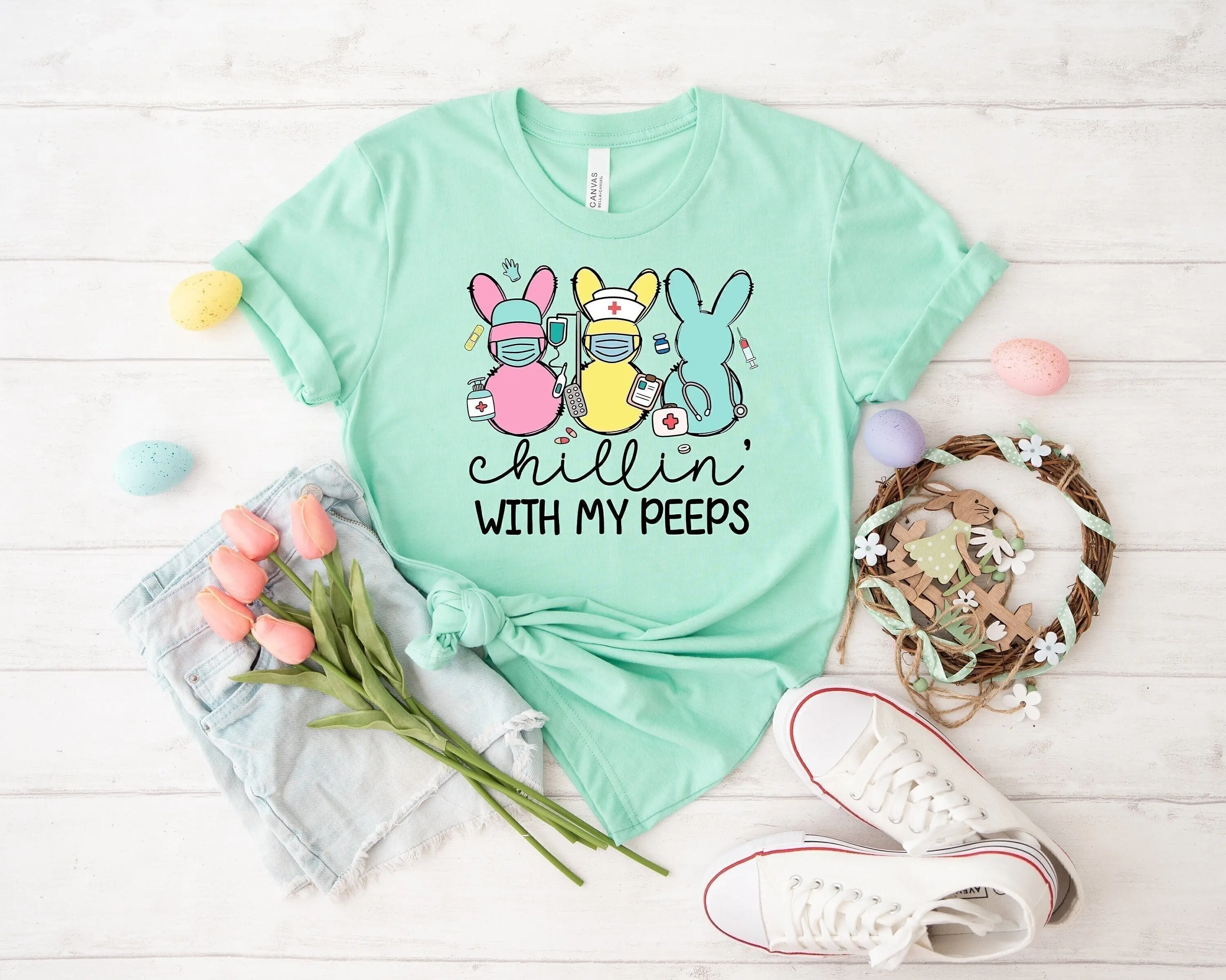 Пасхальная футболка медсестры Peeps Nursing Sweat Bunny For Funny Cute Rn