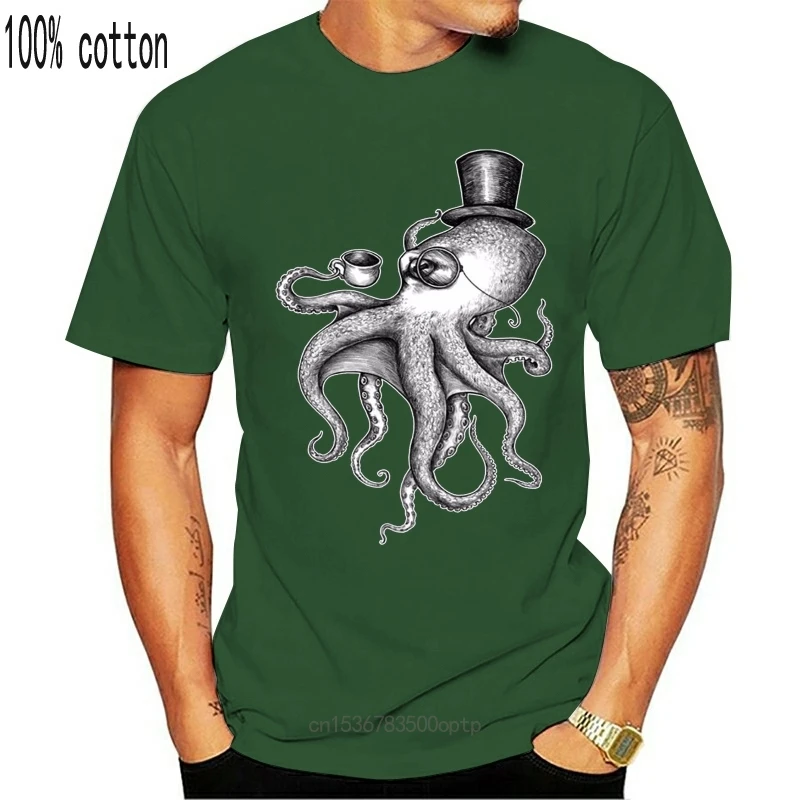 

Новинка, забавный мужской и женский жилет «Осьминог в верхней шляпе», футболка унисекс 2032, мультяшная футболка, Мужская модная футболка унисекс 2021
