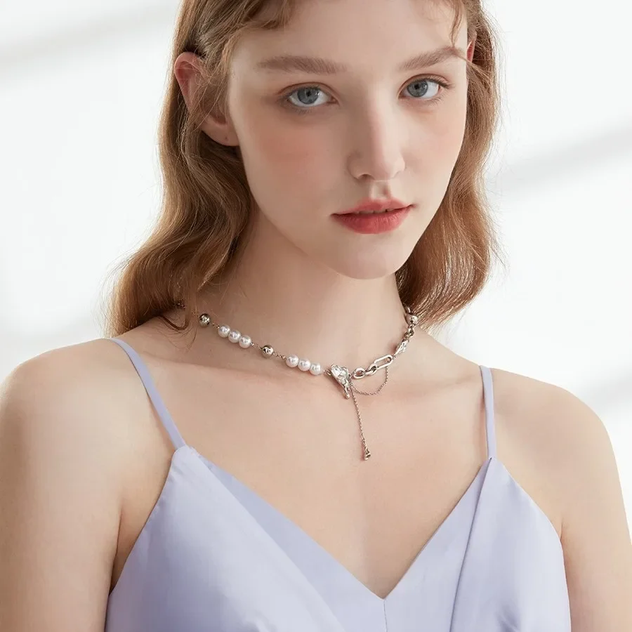 Ожерелье из титановой стали со снежным сердцем женское легкое роскошное нишевое