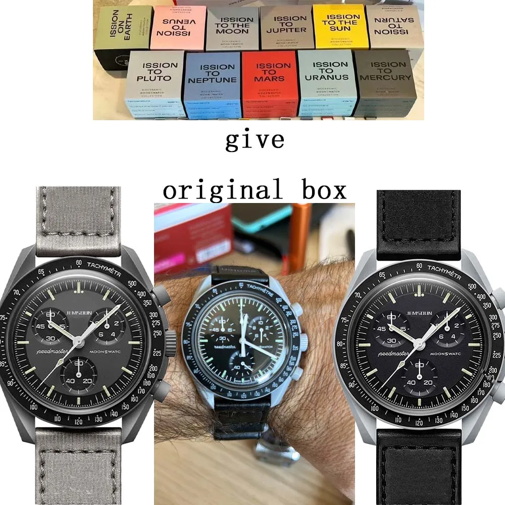 

Лидер продаж, оригинальный бренд в оригинальной коробке, мужские часы в виде Луны, пластиковые мужские часы, хронограф, часы с изображением планеты AAA для мужчин