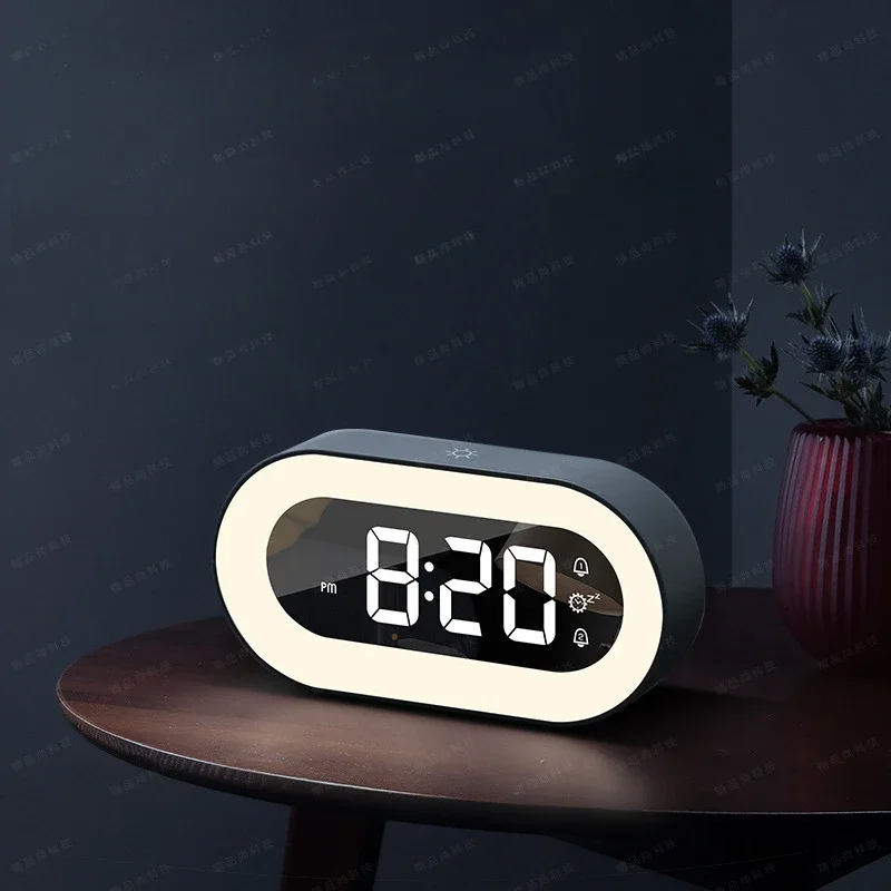 

Цифровой будильник с музыкой, с голосовым управлением, настольные часы со встроенным аккумулятором 1200 мАч