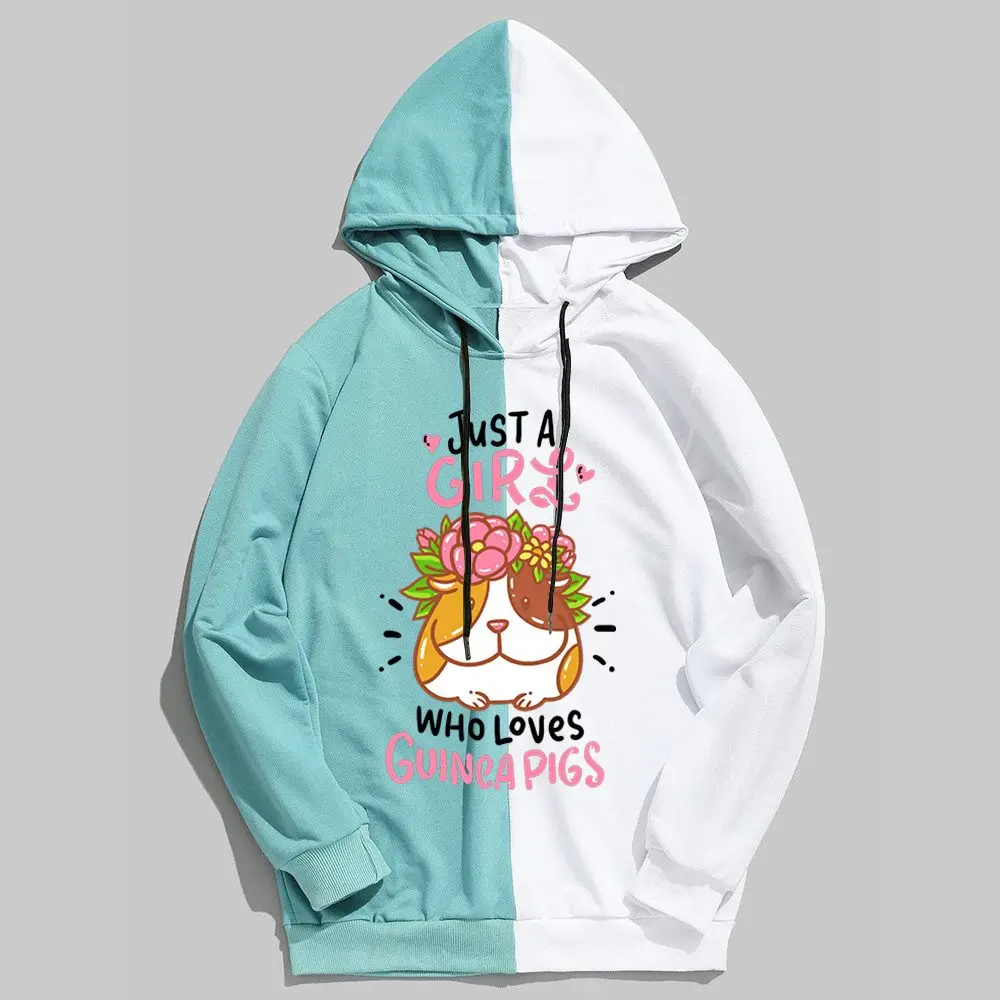 

Just A Girl Who Loves Guinea Pig Print Hoodies Women Fashion Guinea Pig Hoodie Casual Streetwear Patchwork Sweatshirt Female
