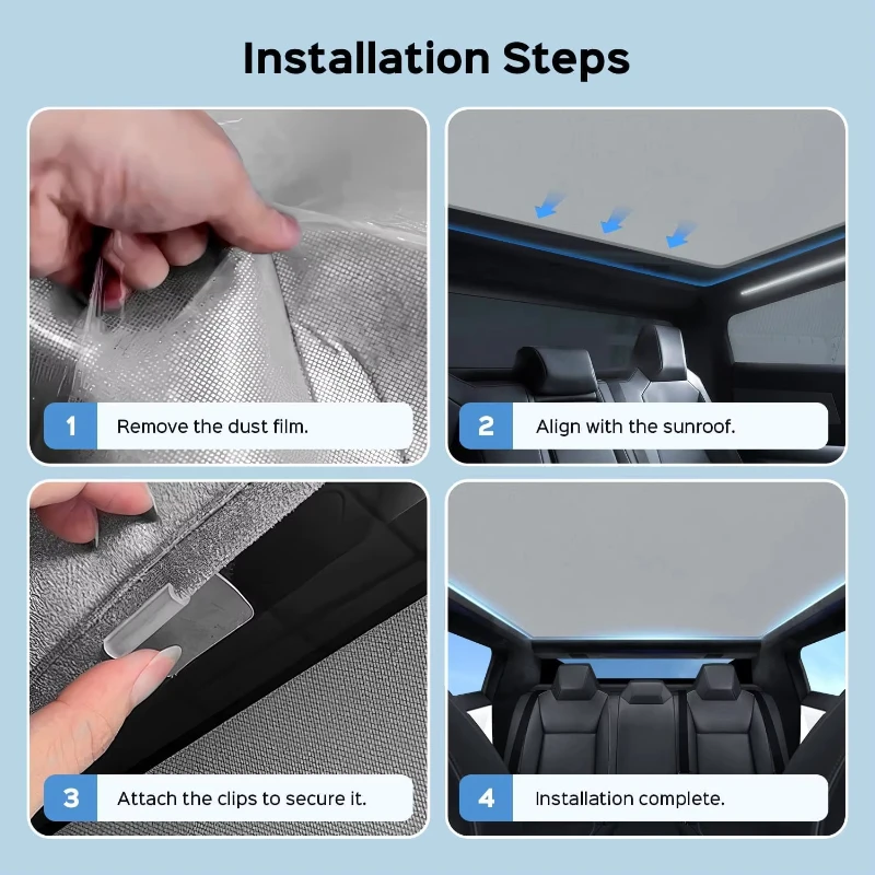 Солнцезащитные козырьки на крыше для Tesla Cybertruck 2024 2023 тканевая пряжка ледяной