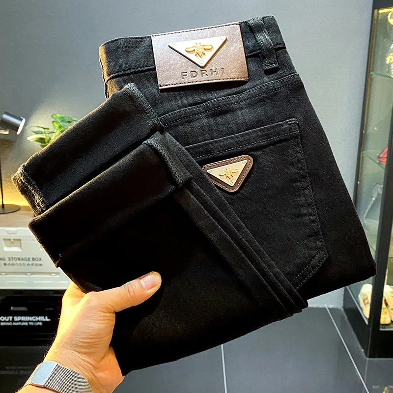 Высококачественные повседневные Черные джинсы мужские осенние 2024 Новые