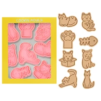 8pcsset cat cookie mold cute cartoon animal cookie cutter stamp mould biscuit kitchen baking tools dog birthday party supplies