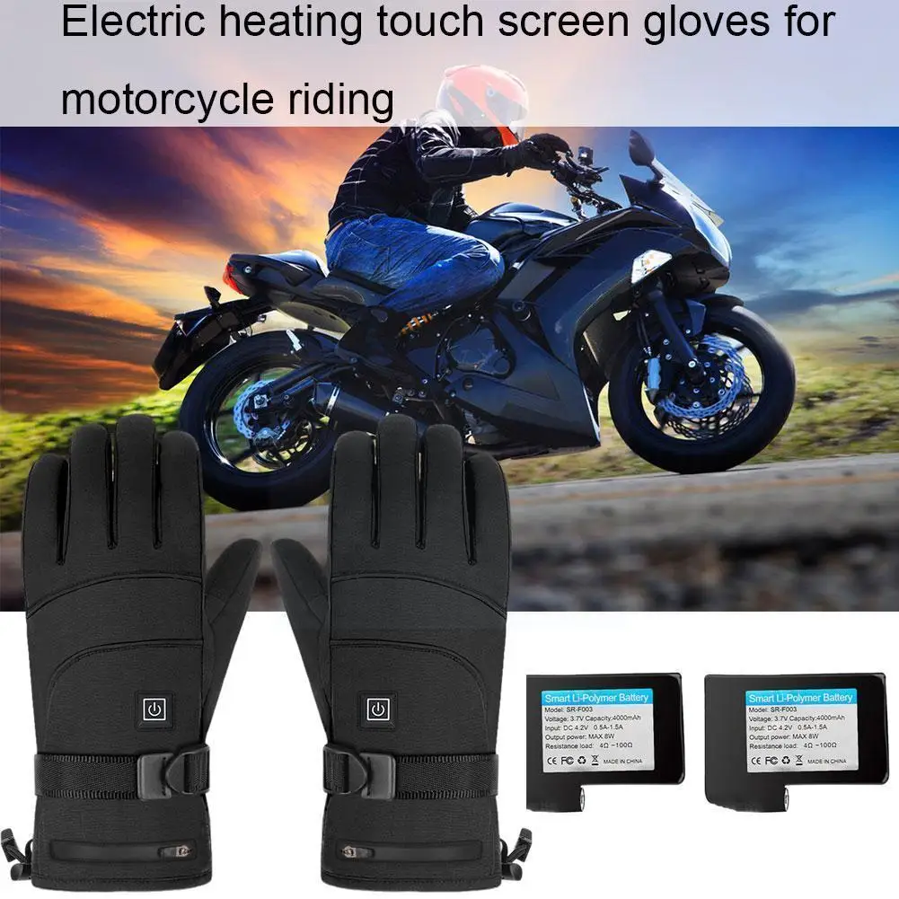 

Winter Warm Riding Gloves Electric Heating Screen Ski Gloves Heated Waterproof Windproof Cold Gloves Motorcycle Battery Y5v3