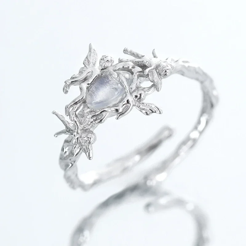 Роскошные инкрустированные опаловым камнем S925 кольца из стерлингового серебра