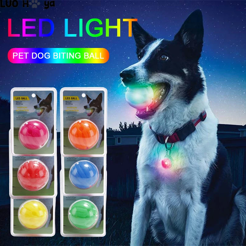 

2022 LED Luminous Pet Dog Stronger Bite Resistance Rubber Ball for aggressive chewers indestructible Dog Chew Toys Play for Dog