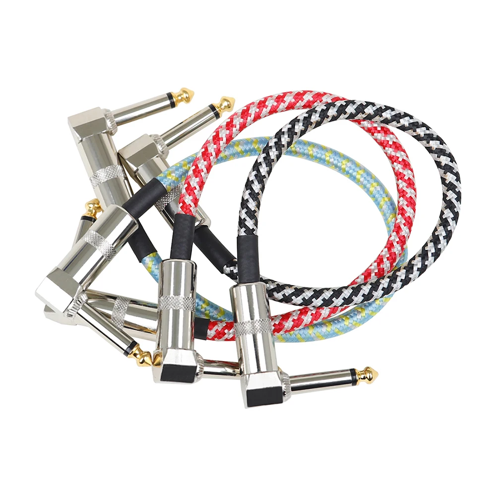 

3Pcs Guitar Effect Pedal Cable AUX Wire Cord 6.35 Electric Guitar Effect Noise Reduction Line Color Braided Shielded Cable 33cm