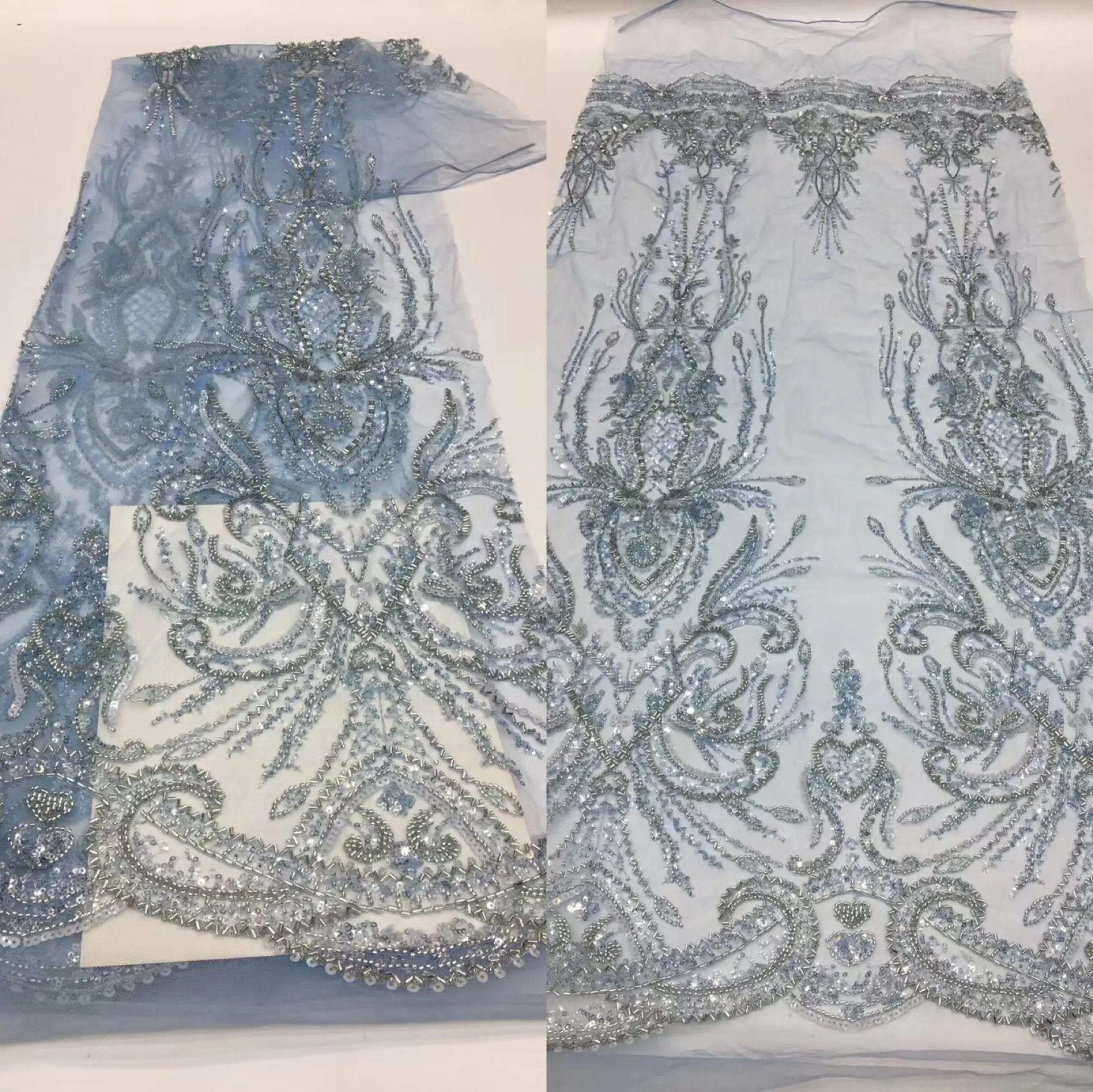 

African beads Lace Fabric ZH-1228563 High Quality Sequins Lace Material French Lace Fabric For Wedding Sewing