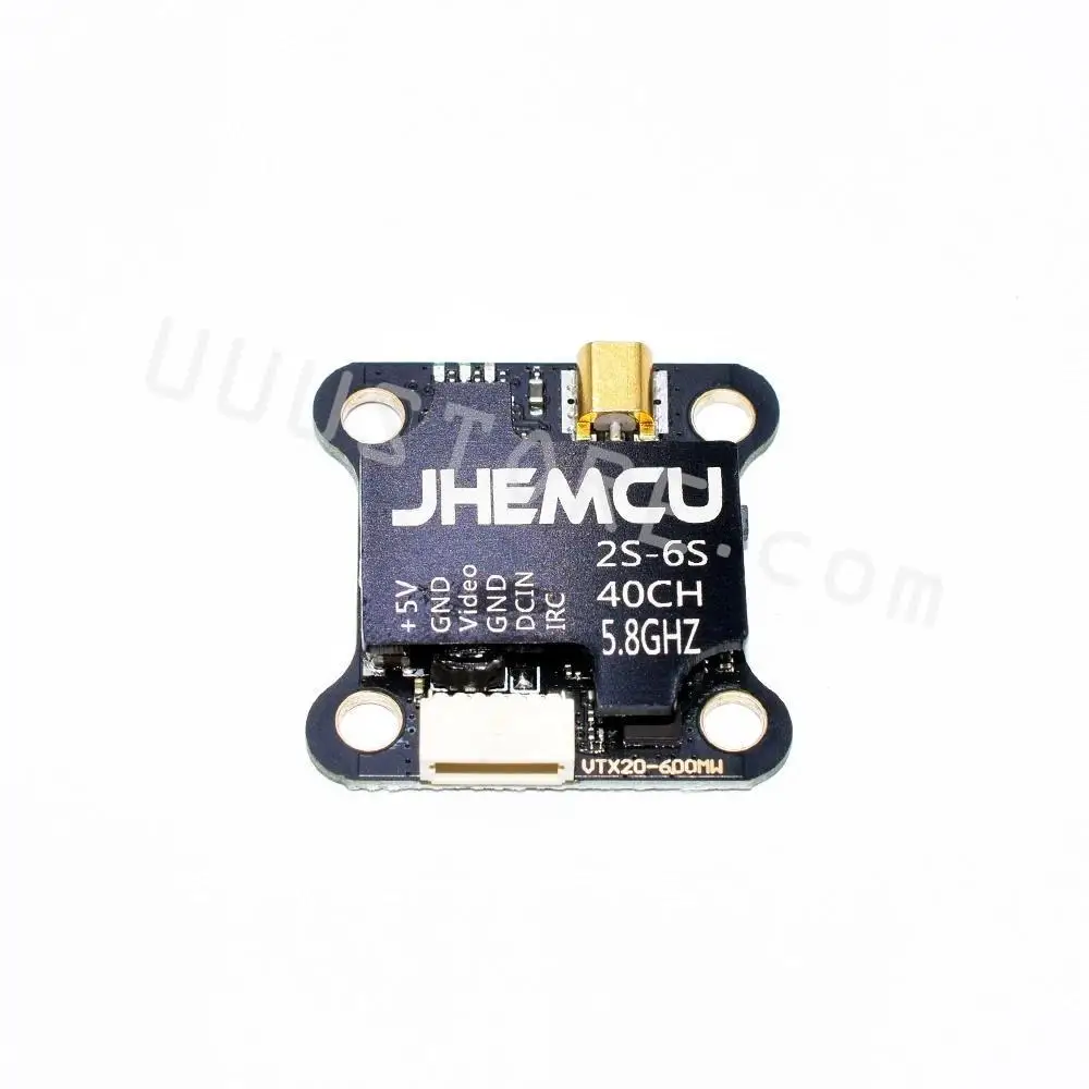 

JHEMCU VTX20-600 передатчик 5,8G 40CH PitMode 25mW 100mW 200mW 400mW 600mW регулируемый VTX 7-26V 20X20mm для FPV RC Racing Drone