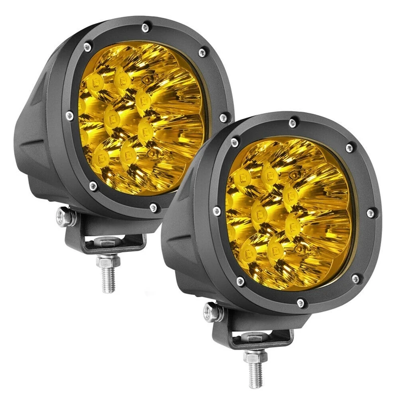 

NEW-2X 4 inch Amber Round LED Driving Light Pods Spot Flood Fog Lamp Off Road 4WD ATV