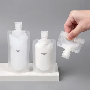 Imported 10PCS Portable Travel Fluid Makeup Packing Bag Transparent Clamshell Packaging Bag Spout Pouch Refil