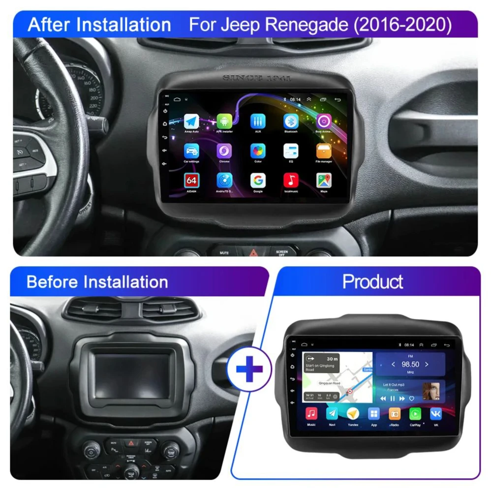 Автомобильный радиоприемник для Jeep Renegade 2016-2020 мультимедийный плеер Carplay Android 13