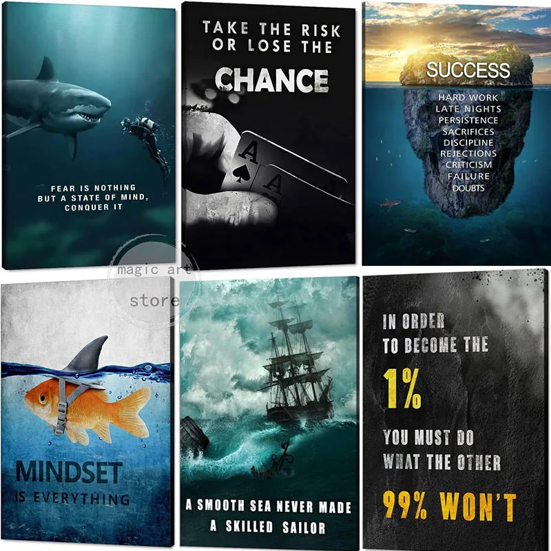 Мотивационные цитаты, успех, художественный постер, смелость-это все, рисунок на холсте, настенная печать, картина, декор для офиса и дома