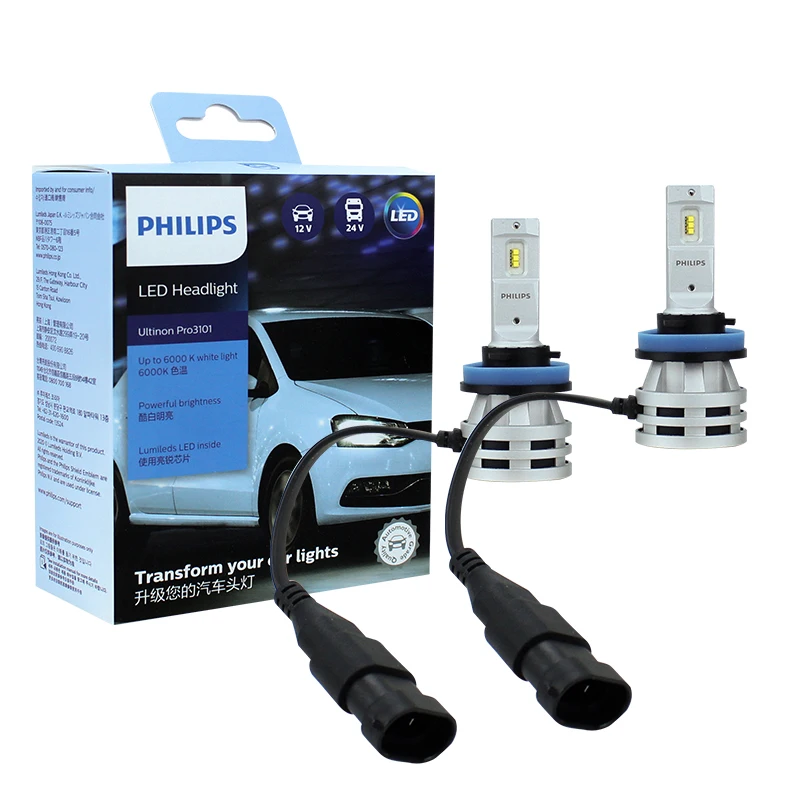 Philips светодиодный H11 Ultinon Pro3101 12V/24V 6000K Ярко-белая Автомобильная фара фонари 2x