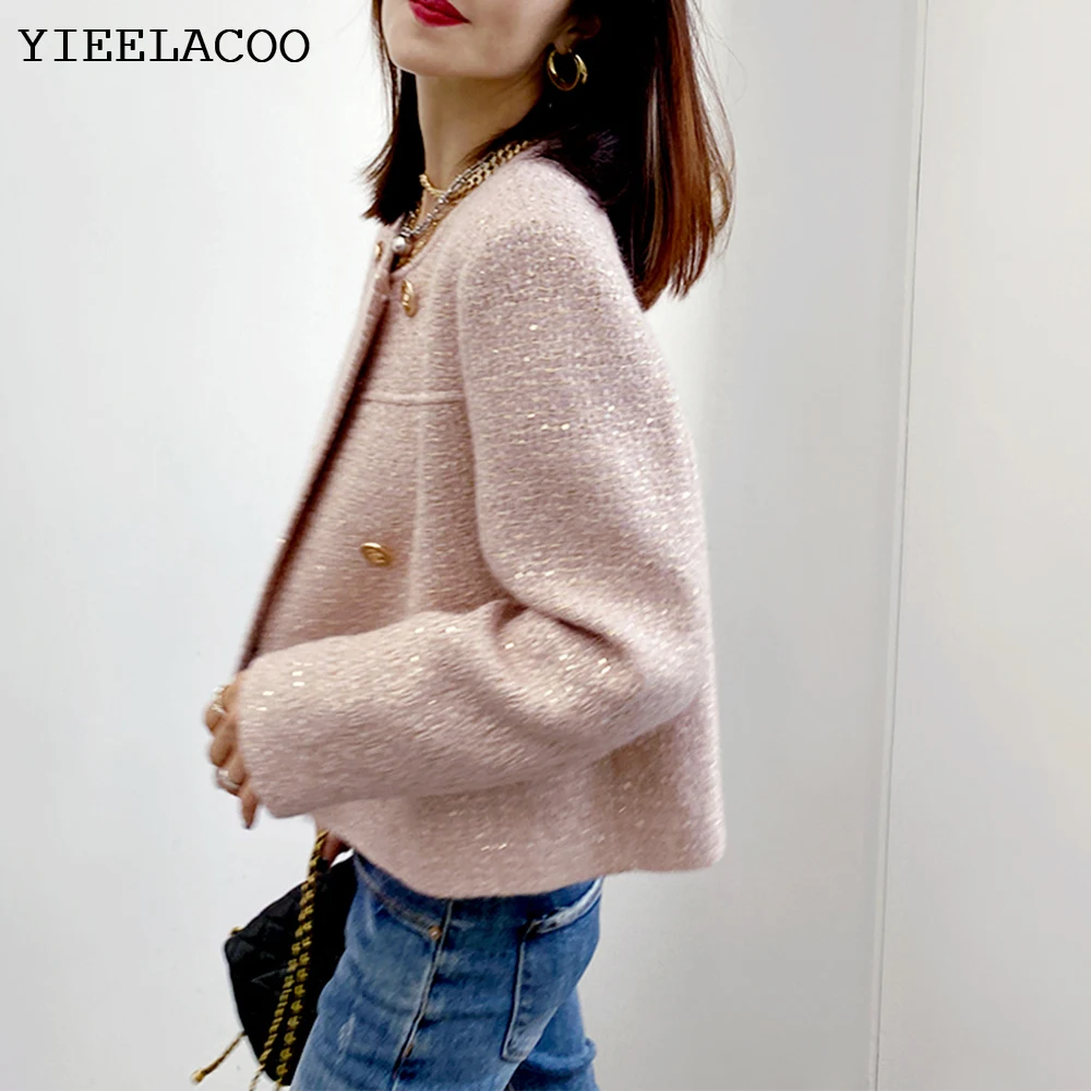 

Small Fragrance Ladies Style Pink Jacket sequined fabric Women's New Sequin Top Spring / Autumn / Winter Ladies Classic Jacket