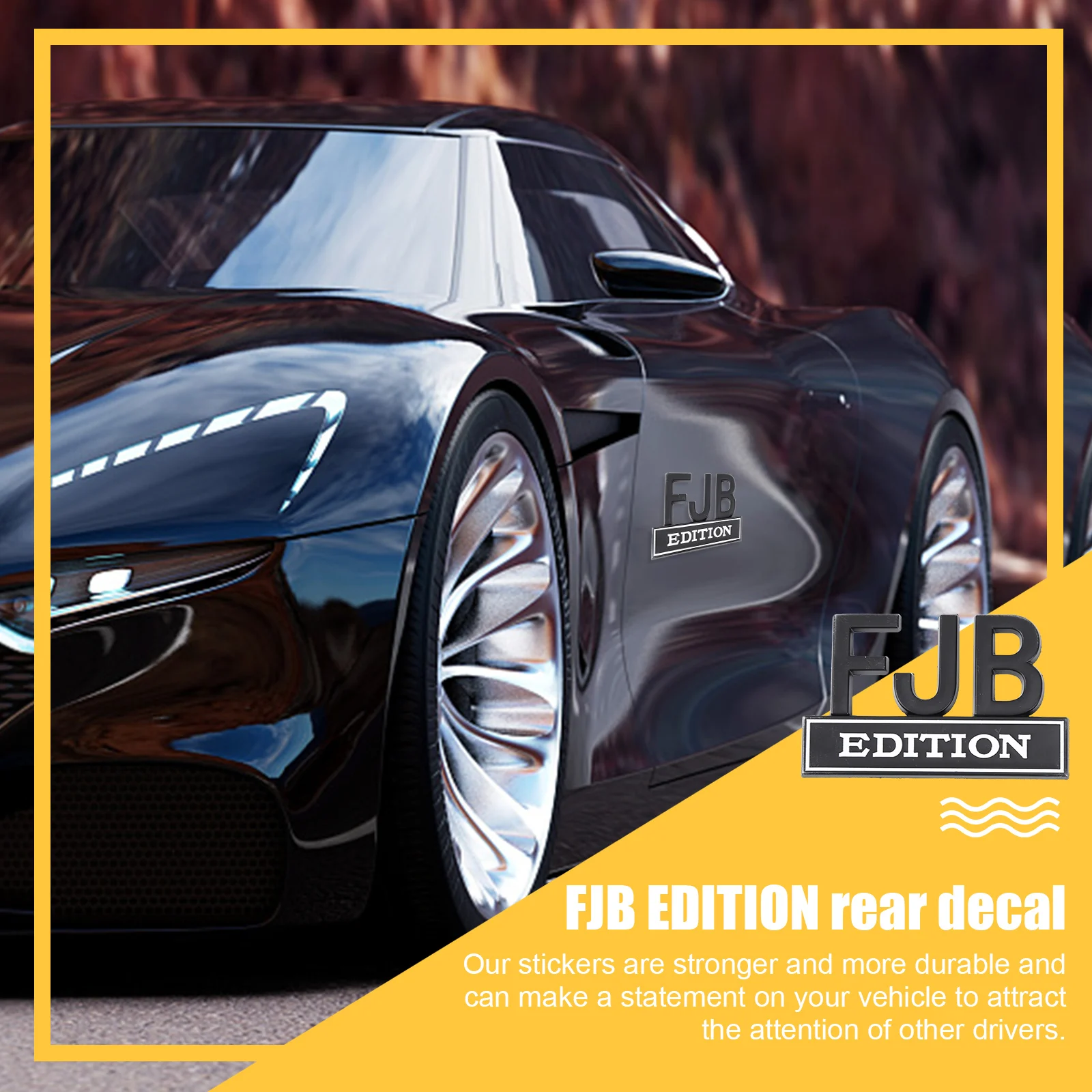 

FJB Edition Car Emblem, 3D Raised Letters Auto Bumper Sticker, Side Fender Metal Badge Decal Car Rear Truck Replacement (2PCS)