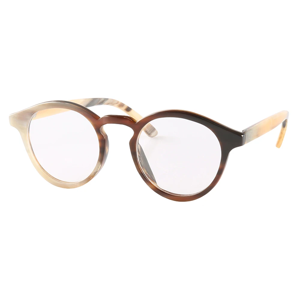 Key Nose-gafas de sol con bocina Natural, lentes ópticas con montura redonda ovalada, pequeña, fina, a la moda coreana, hechas a mano
