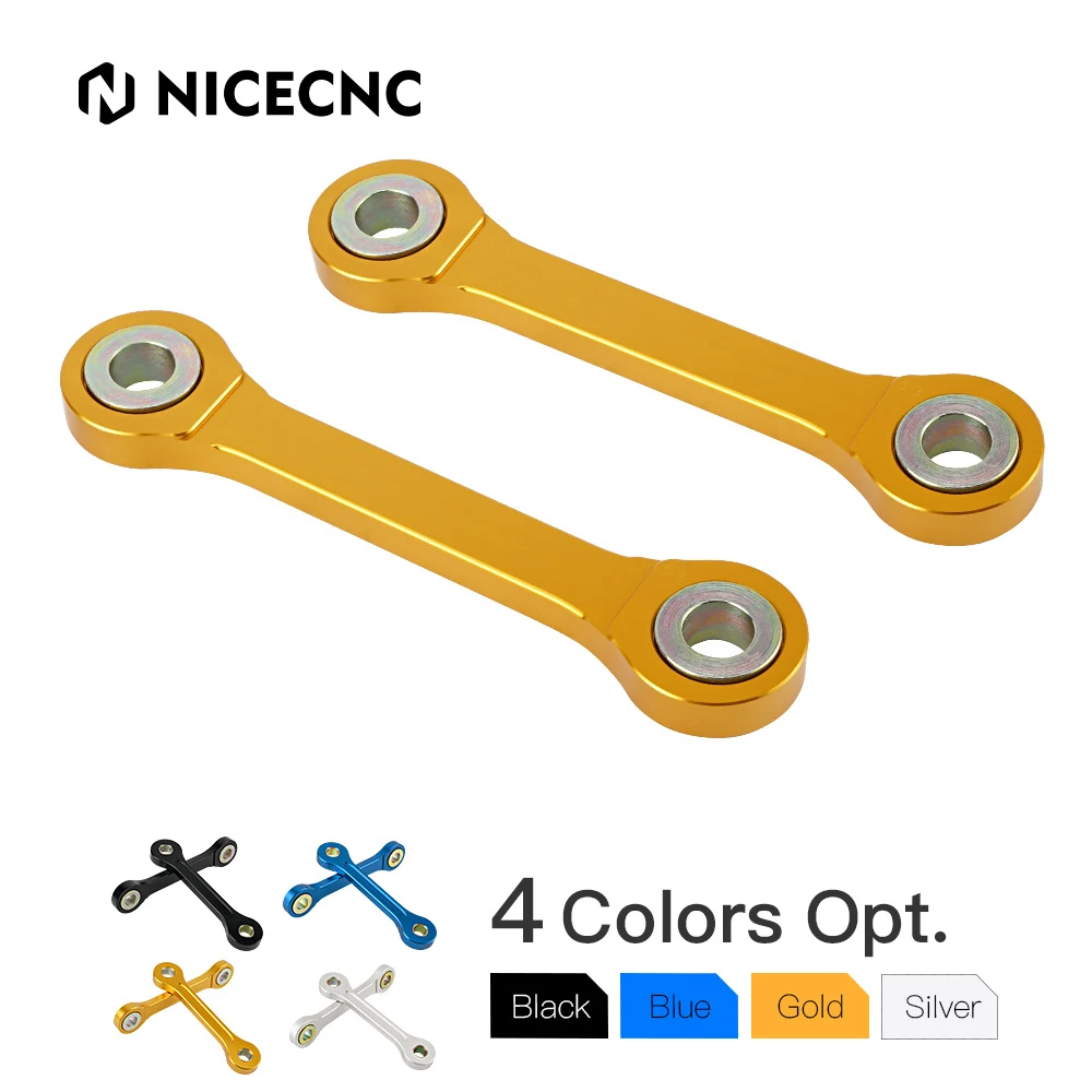 

NICECNC Motocross 2PCS Aluminum Linkage Lowering Link Kit For Suzuki DRZ400 2000-2019 For Kawasaki KLX400 Lower 7cm Blue Gold