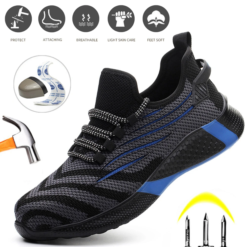 

Safety Shoes Fashion Outdoor Shoes Non-slip Breathable Mesh Shoe Travel Sneakers for Men Safety Boots Men Protective Shoes