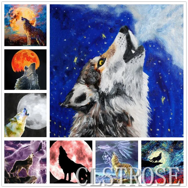 

Howl Wolf Full Drill Diamond Mosaic Wall Art Home Decor Abstract Animals Diy Diamond Painting Embroidery Cross Stitch for Room