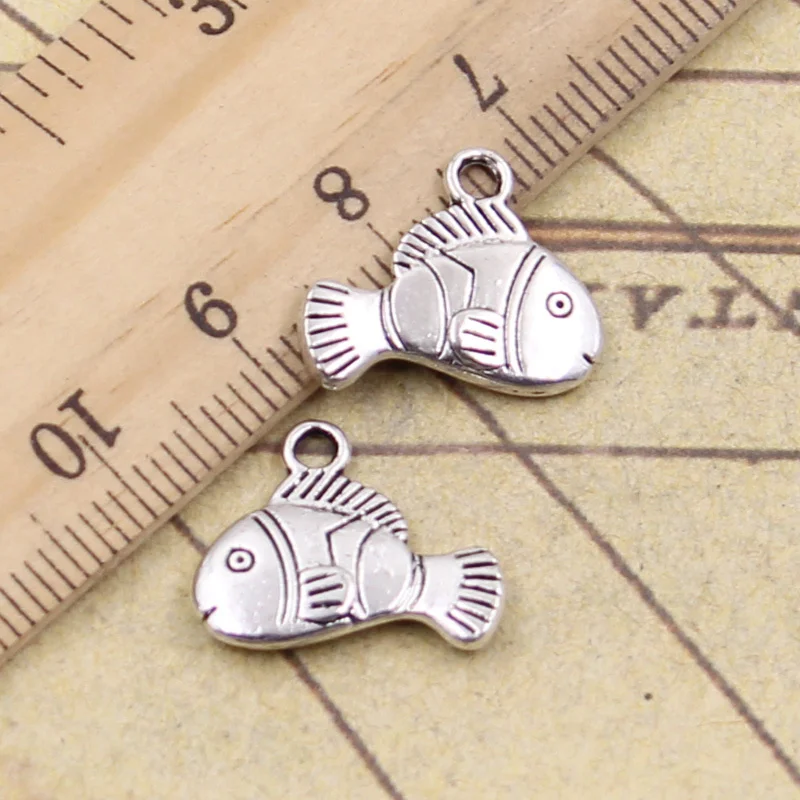 

30pcs Charms Lovely Fish 17x14mm Tibetan Silver Color Pendants Antique Jewelry Making DIY Handmade Craft