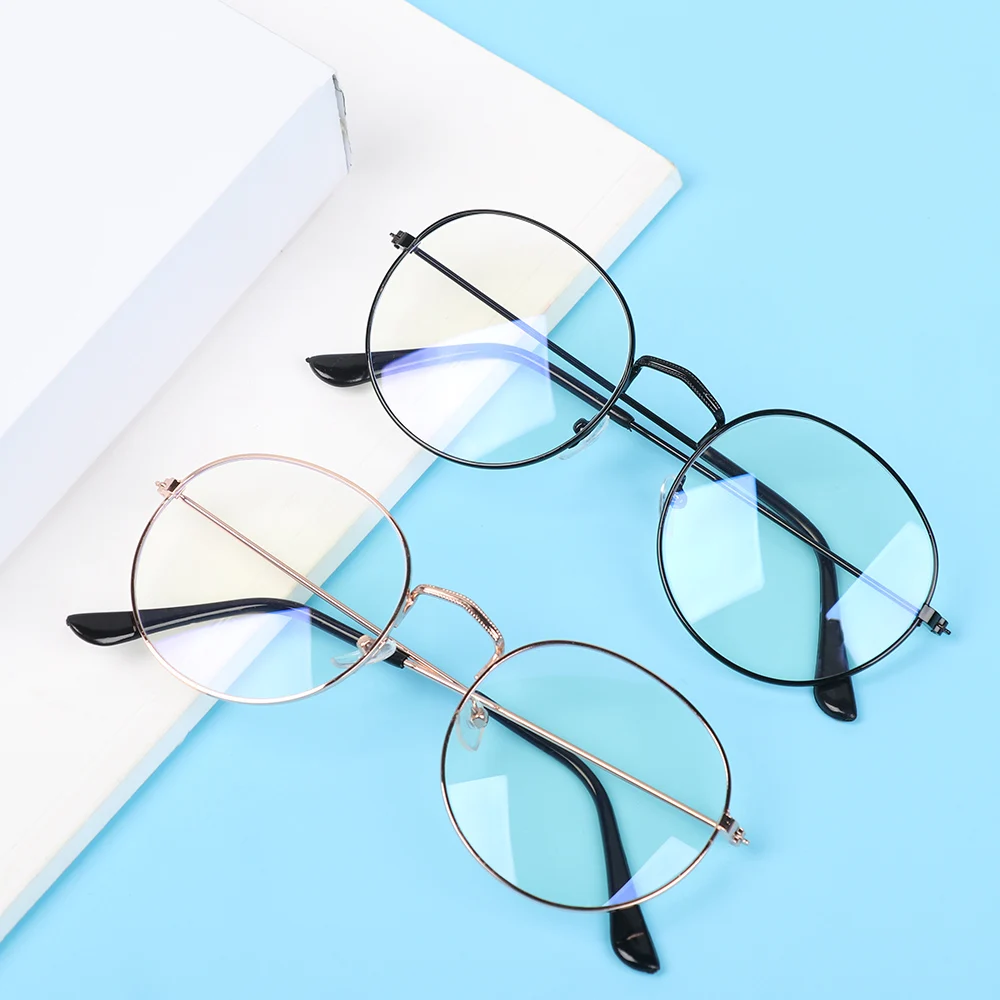 

Women Men Vintage Round Computer Metal Glasses Ultra Light Frame Eye Protection Anti-Blue Light Eyeglasses