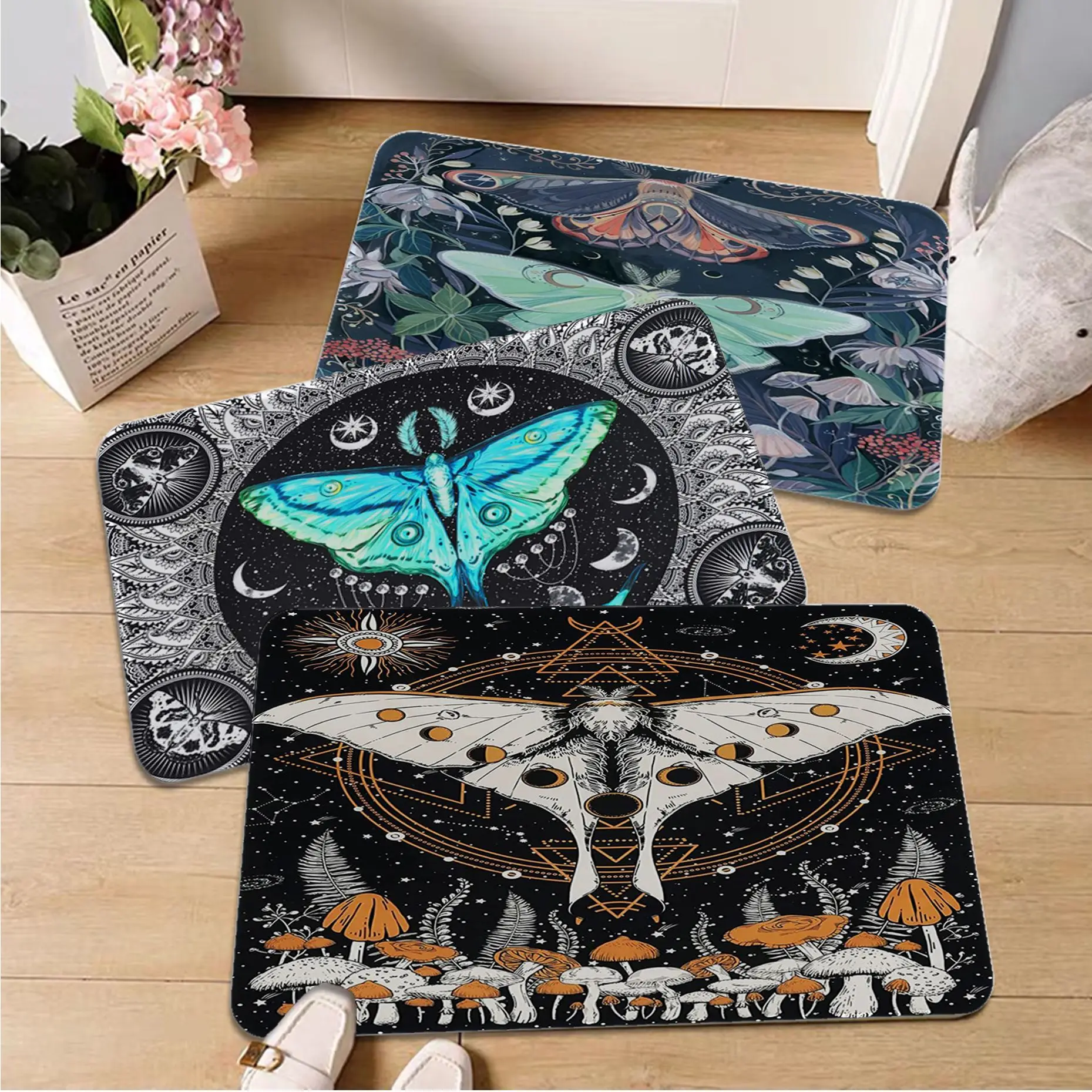 

Aesthetic Butterfly Trippy Bathroom Mat Nordic Style Bedroom Living Room Doormat Home Balcony Anti-Slip Welcome Rug