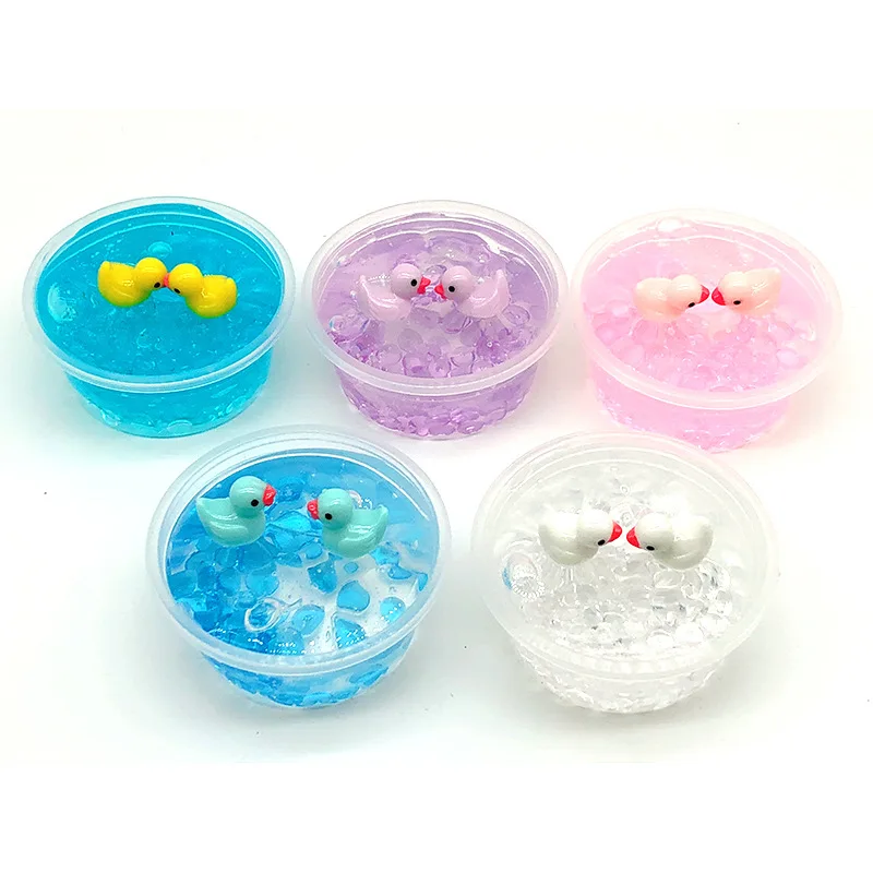 New Hot Crystal Bead Slime With Duck Clay Slime Crystal Mud Transparent Clear Slime Decompression Soothing Slime Toy