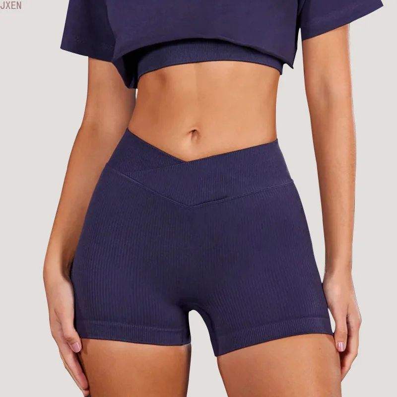 Бесшовные вязаные шорты для йоги-персиковые подтягивающие штаны с высокой