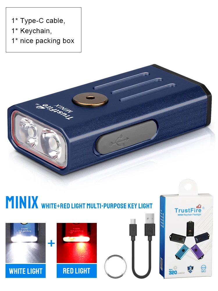 

Trustfire Minix Белый+Красный LED Фонарик