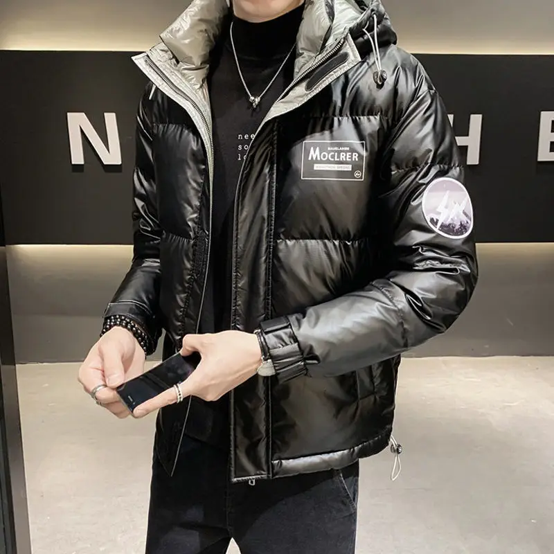 Men's white duck down jacket new high-end glossy wash-free short middle-aged and young winter men's jacket top