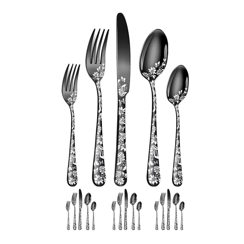 

20-Piece Set Stainless Steel Silverware Cutlery Set Includes Dinner Knives Dishwasher Safe/Forks/Spoons